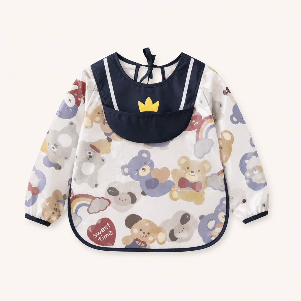 Neperšlampamas seilinukas ilgomis rankovėmis su kišenėle